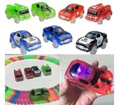 Track Cars Compatible con la mayoría de las pistas Iluminan juguetes de coche de reemplazo 5LED negro policíaCar