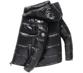 Invierno Hombre Chaqueta Cálida Cuello Stand Up Chaqueta Plumón Abrigo Acolchado Negro M