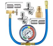 Kit de manguera de recarga de freón para refrigeradores R134a, medidor de manguera de carga de refrigerante de CA R134a, Valv perforante bluesilver