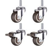M8 Vástago roscado de goma de servicio pesado Giratorio Caster para carro de mano, mesas de trabajo, ruedas de muebles, 1,5 pulgadas, diámetro de l...