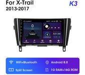 Roobeki 2din 4g Android 11 Car Radio Reproductor de video multimedia para Nissan Qashqai J11 X-trail 3 T32 2013-2017 Navegación Gps Carplay K3