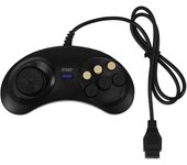 Clásico retro 6 botones con cable mango controlador de juego gamepad joystick joypad para md2 pc drive gamin Negro