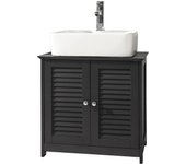 SoBuy Gabinete de almacenamiento de baño debajo del lavabo con puertas de persiana, FRG237-DG Gris