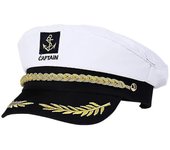 Elsavct Barco yate adulto Barco Marinero Capitán Traje Sombrero Gorra Marina Marina Almirante Bordado Gorra de Capitán (blanco) azul marino/blanco