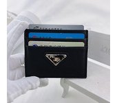 Unisex Pu Leather Card Holders Prada Card Wallet 4 Layers Ultra Slim Card Case para #yg Black