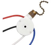 Interruptor de luces de ventilador de techo de 1 pieza ZingEar ZE-208S E89885 Interruptor de ventilador de 4 hilos de 3 velocidades Cadena de tracc...