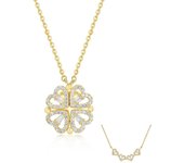 Heytea Collar de trébol de 4 hojas, collar deformado de trébol de cuatro hojas desmontable, en forma de corazón y colgante convertible de trébol de...