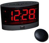 Despertador extra fuerte con agitador de cama inalámbrico, reloj despertador dual vibratorio para durmientes pesados, sordos