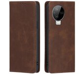 Para Infinix Note 12 Pro 4G/Note 12 (2023) 4G PU Leather Wallet Stand Shell Calf Texture Magnetic Closing Phone Case Marrón