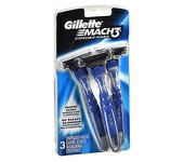 Gillette Mach3 Maquinillas de afeitar desechables Afeitado liso, 3 cada una (Pack de 1)