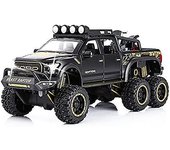 Heytea Camionetas de juguete para niños F150 Raptor DieCast Metal Modelo de coche con sonido y luz para niños de 3 años en adelante Negro