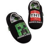 Minecraft Boys Zapatillas de lentejuelas Negro/rojo/verde 1 UK