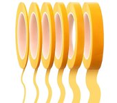 6 Cinta 1/16,7/10,1/8,1/4,1/2,3/4 pulgadas x 55 yardas, cinta de enmascarar de línea fina, pintores de enmascaramiento automotriz Wuqx Amarillo
