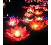 10 piezas Lotus Linternas flotantes Velas flotantes Luz artificial Flotante Colorido loto con velas reales Luces de piscina Flotador para bodas en ...