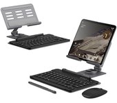 Para soporte de escritorio plegable de la serie Samsung Galaxy Fold / Z Fold con teclado Bluetooth + mouse + lápiz óptico Gris