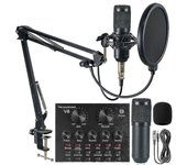 Estudio de grabación profesional Interfaz de audio Grabación externa en vivo Bm-800 Micrófono de karaoke V8 Tarjeta de sonido Micrófono de condensador