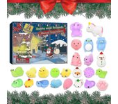 Calendario de Adviento 2024 Calendario de cuenta regresiva navideña Juguete 24 piezas Diferentes animales lindos Mochi Juguetes blandos para niños