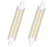R7s Led 118mm regulable, Bombilla R7s Led, 10w equivalente a bombillas halógenas de 100w, 6000k blanco frío, 960lm, Ac 220-240V, Cri>85, ángulo de ...