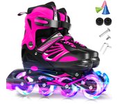 Patines en línea iluminadores ajustables con ruedas iluminadas Rosa M