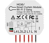 Tuya Smart WiFi 2 Gang Módulo de interruptor ciego de doble cortina Obturador Motor eléctrico Aplicación Smart Life con ingenio Blanco