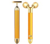 24k Beauty Bar Masajeador Facial Dorado, Rodillo 3d Eléctrico Sonic Energy Beauty Bar Y T Shape Face