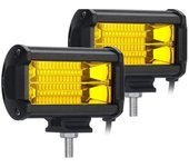 2X 5 pulgadas 72W LED Luces de trabajo impermeables Off Road Pod Fog Lights Yellow Lights for Trucks ATV UTV Bo Negro