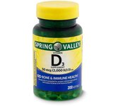 Suplemento de vitamina D3 de Spring Valley, 2000 UI, cápsulas blandas, 200 unidades