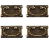 4Pcs Vintage Antique Bronze Drawer Ring Pull Handles, Decoración de la manija de los muebles de la puerta del gabinete Café amarillo