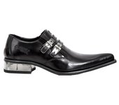 New Rock M-2246-S14 NEWMAN SHOES Hebilla de cuero negro Tacón de acero 11 UK