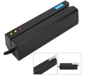 mickcara Lector de tarjetas de banda magnética Indicador led Magstripe Writer 3 pistas Soporte para Ibm Iso Ans Din