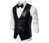 Hombre Otoño E Invierno Moda Personalidad Lentejuelas Casual Chaleco Chaqueta Negro L