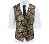Sliktaa Hombre Hipster Metálico Paisley Estampado Cuello En V Traje Chaleco Chaleco Esmoquin