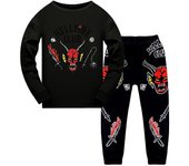 Stranger Things Hellfire Club Print Crew Neck T-shirt Tops Long Pants Trouser Kids Pajamas Set Manga larga 9-10 Years