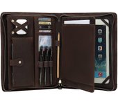 Cartera de cuero para Ipad Pro 11 2021 3ª/ 2ª / 1ª generación con portalápices, cuero genuino Bloc de notas comercial Cartera de portátiles con Z