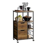 SoBuy Industrial Vintage Style Wood Metal Kitchen Trolley Trol Serving Trolley, FKW111-PF Naturaleza