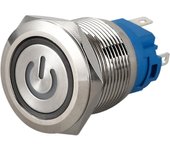 Interruptor de botón pulsador de 220 V Plata azul
