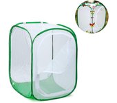 Alto gran hábitat de mariposa Jaula Terrario plegable Pop-up Lnches, insectos y mariposas para levantar insertos Red blanca de borde verde