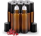 10 piezas 10 ml rollo en botellas de vidrio para aceite esencial, rollo vacío en botella con bolas de rodillo de acero inoxidable