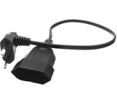 Enchufe macho de 90 grados europeo a cable de extensión de alimentación de toma hembra para PC PC (0.3M) negro