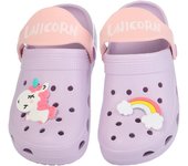 Heytea niños pequeños niños unicornio zuecos sandalias, niñas antideslizantes zuecos niños correderas zapatos de jardín ligeros slip-on playa pisci...