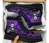 Damas Jack Skellington Snow Ankle Boots Mujer Cálida Invierno Rose Skull Shoes Cráneo Púrpura UK 5