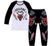 Stranger Things Hellfire Club Print Crew Neck T-shirt Tops Long Pants Trouser Kids Pajamas Set Manga tres cuartos 10-11 Years