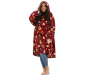 Harry Potter Charm Wearable Hooded Fleece Blanket - Adulto Rojo/negro Large