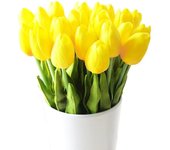 10 impresionantes toques realistas Pu ramo de tulipán artificial con tallo amarillo