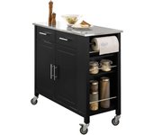SoBuy Kitchen Storage Trolley Cart Isla de isla de cocina sobre ruedas, FKW108-SCH Negro