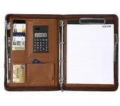 Carpeta portátil A4 Carpeta Leather Manager Padfolio Office Organizador de documentos Maletín Bolsa con calculadora Soporte de archivo comercial Ma...