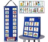 2 en 1 autismo Tabla diaria de tareas Gráficos de rutina Horarios visuales para niños Calendario de PVC Poliéster Fibra Planificador de pared para ...