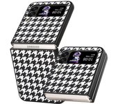 Para Samsung Galaxy Z Flip4 5G plegable Phone Case Leather Cover Hard Back Cover-Houndstooth Texture Multicolor Style C Samsung Galaxy Z Flip4
