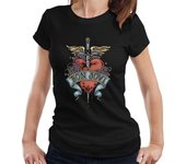 Bon Jovi Heart And Dagger camiseta de mujer Negro Large