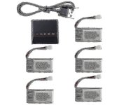 Cargador de batería 5 en 1 con 5pcs 3.7v 550mah litio polímero Li-po baterías y cable USB compatible con Syma Q11 H99w